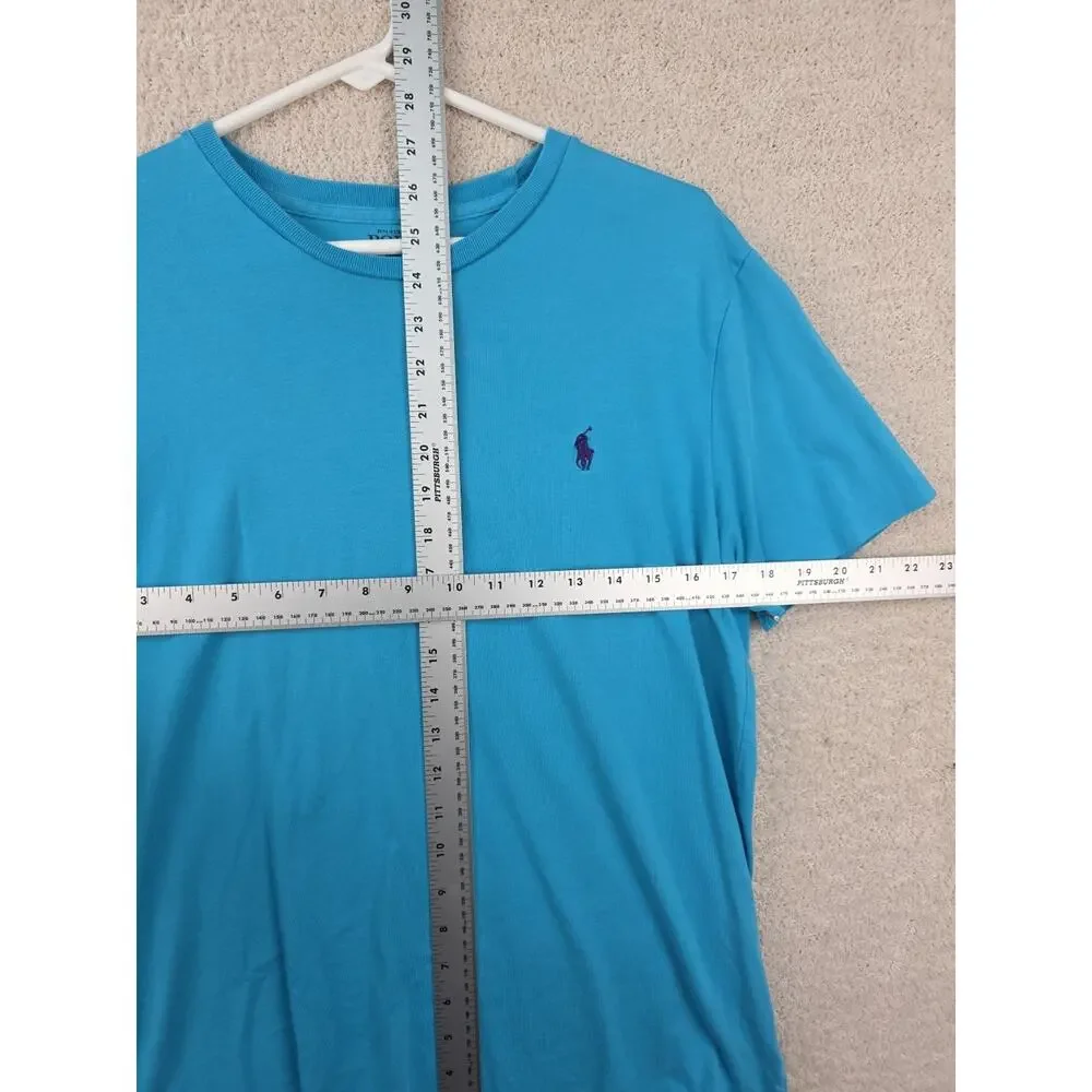Polo Ralph Lauren Turquoise Blue Crew Neck Short Sleeve Cotton T-Shirt Size M - Picture 1 of 9